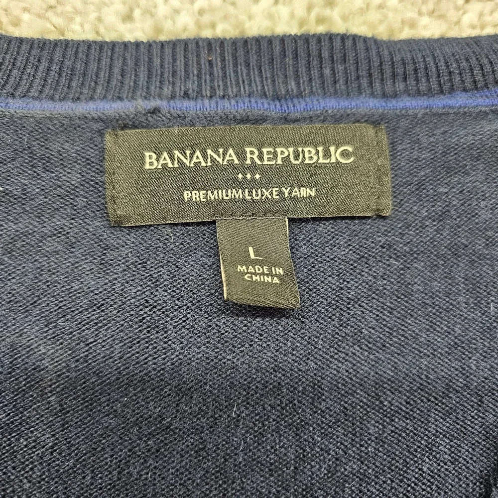 Banana Republic Men Sweater V Neck Long Sleeve Premium Luxe Large Cashmere Blend
